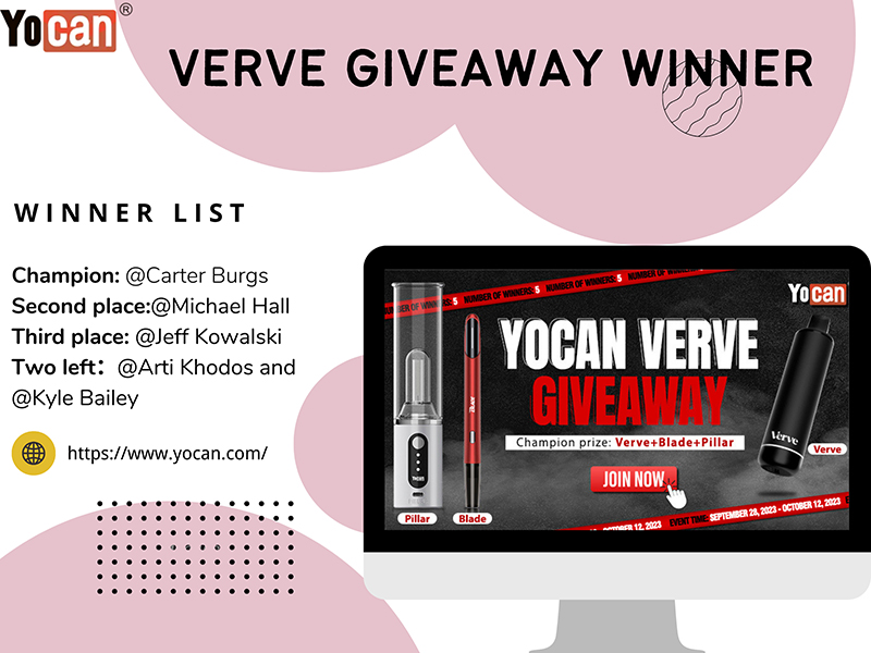 Yocan Verve 510 vape pen battery giveaway